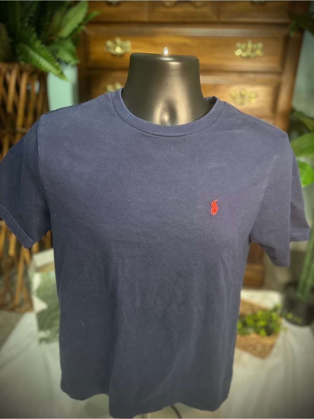 Women’s Ralph Lauren Navy Short-Sleeve Tee with Red Polo Pony